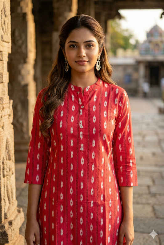 Red Ikat Print Daily wear (IB0384)