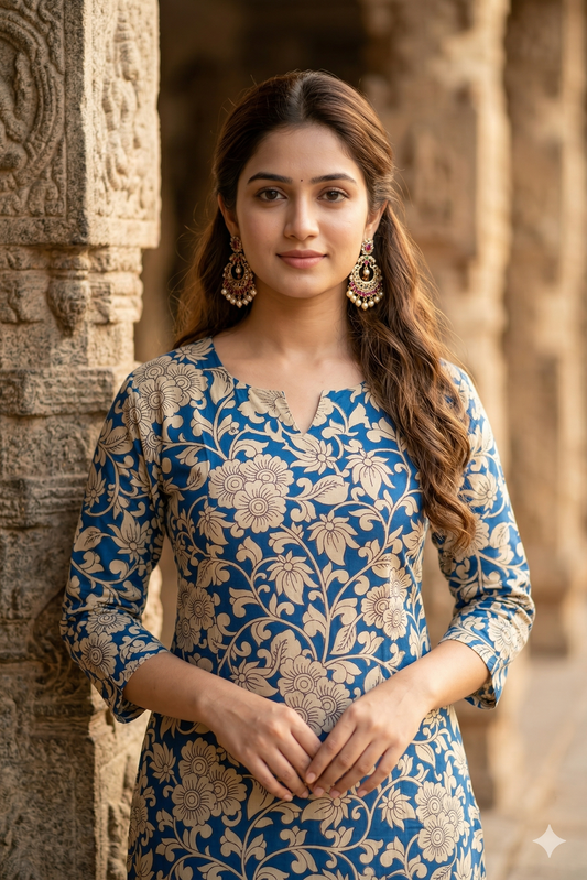 Blue Floral Kalamkari (IB0334)