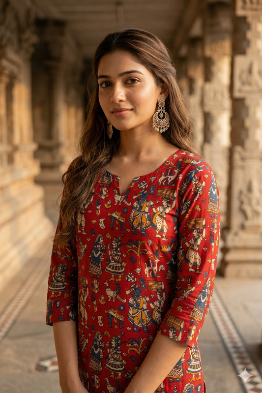 Deep Red Kalamkari (IB0339)