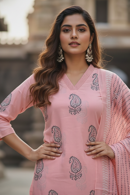Rose Pink Ethnic 3-Piece Set (IB0286)