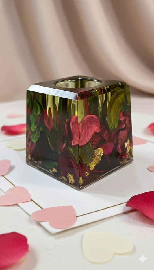 Premium Resin Floral Candle Holder