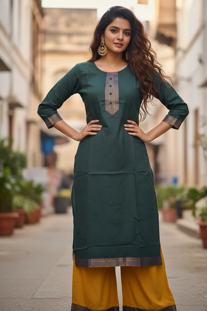 Sapphire Blue Chettinadu Cotton Kurti (IB0173)