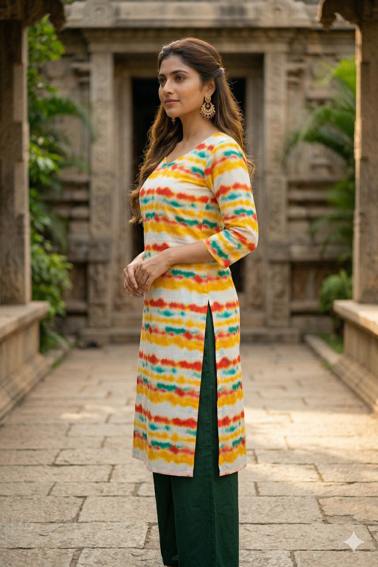 Multi-Color Tie-Dye Cotton Kurti (IB0394)