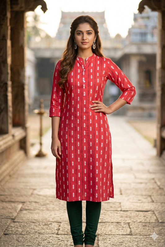 Red Ikat Print Daily wear (IB0384)