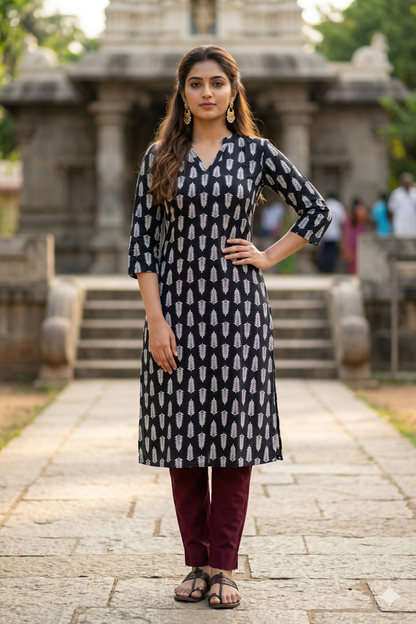 Jet Black & White Daily Wear (IB0407)