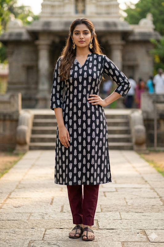 Jet Black & White Daily Wear (IB0407)