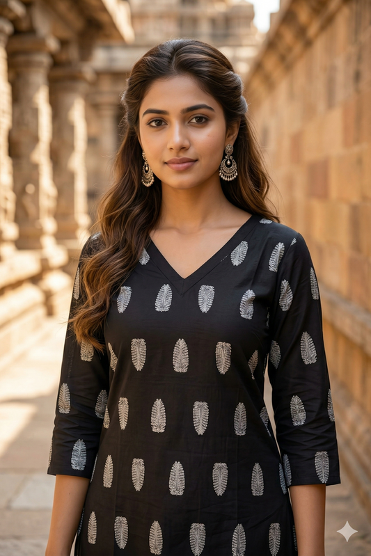 Black & Silver Foil print Daily Wear (IB0398)