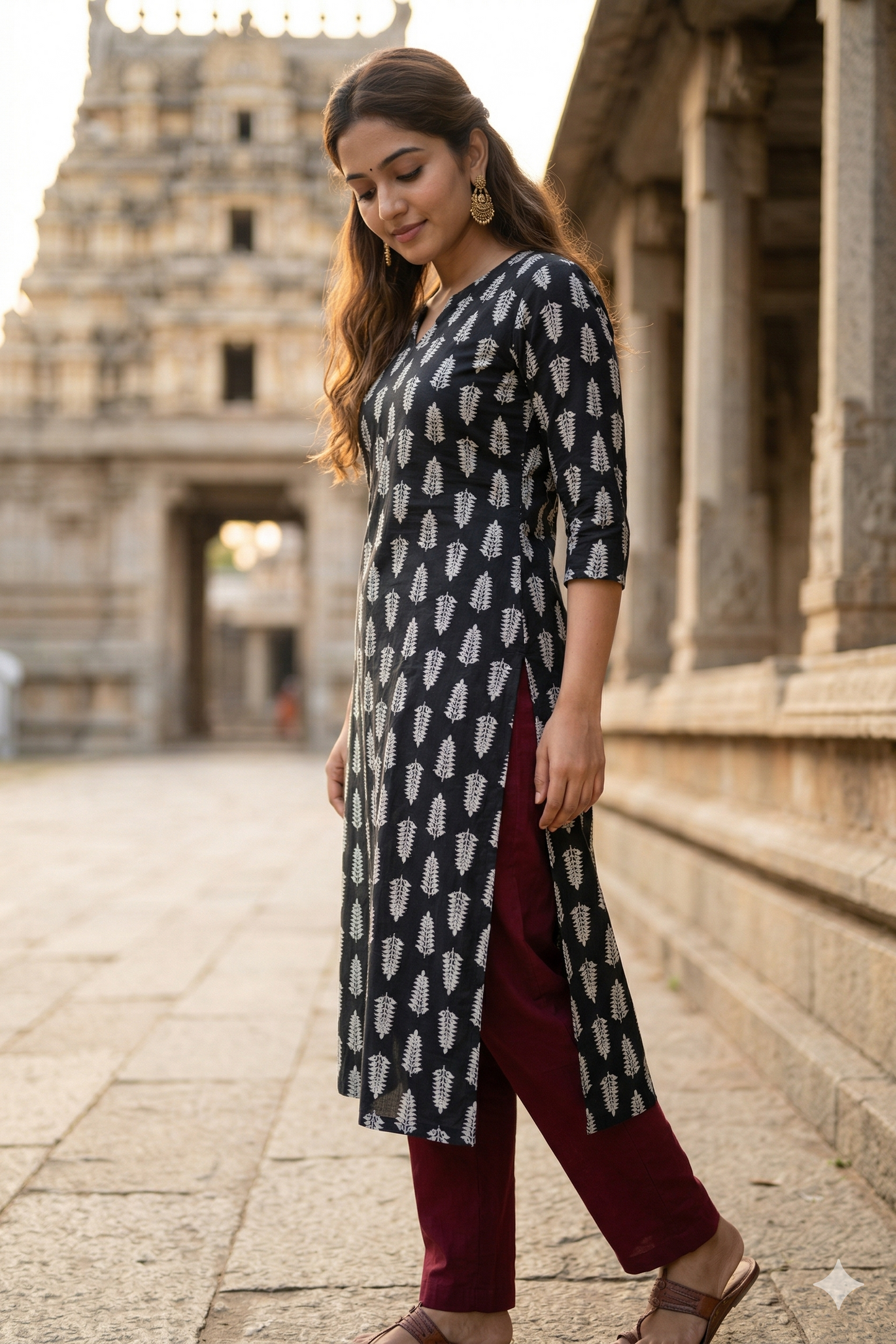 Jet Black & White Daily Wear (IB0407)