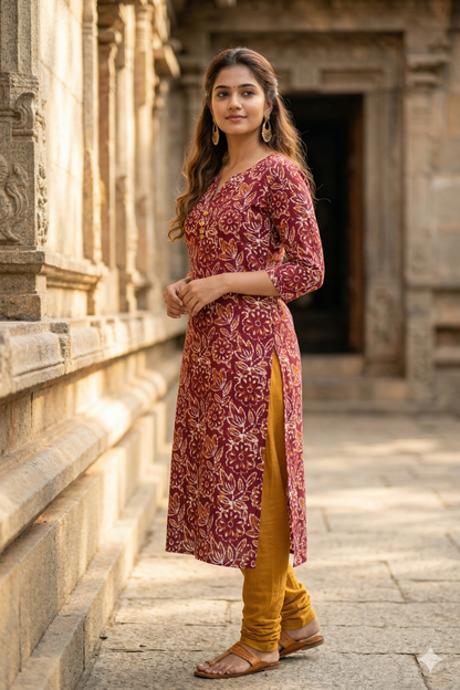 Maroon Floral Daily Wear (IB0388)