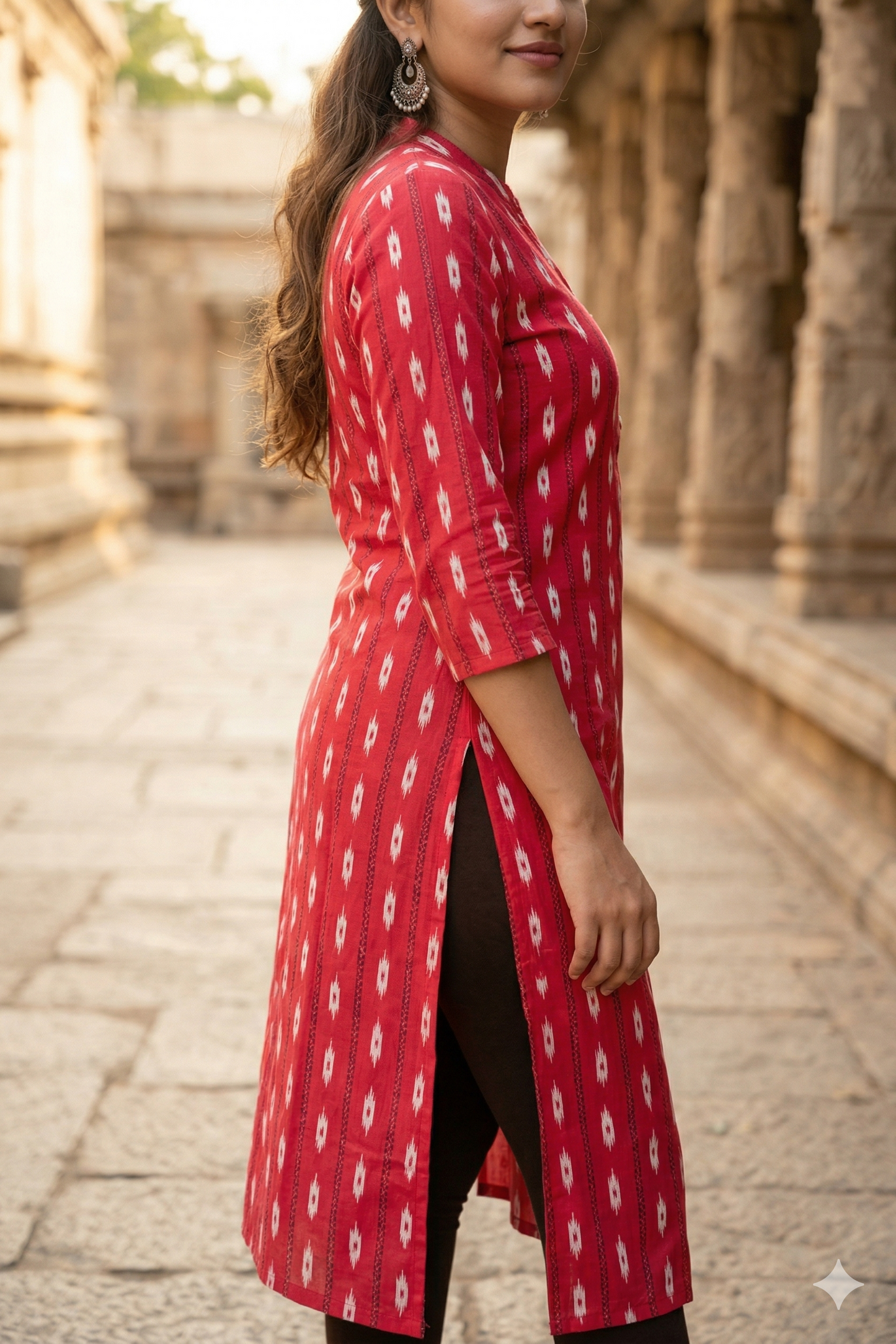 Red Ikat Print Daily wear (IB0384)