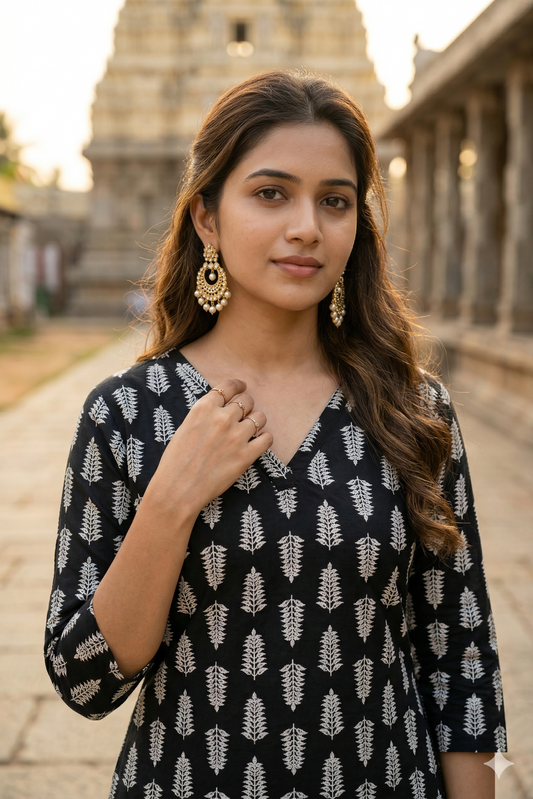 Jet Black & White Daily Wear (IB0407)