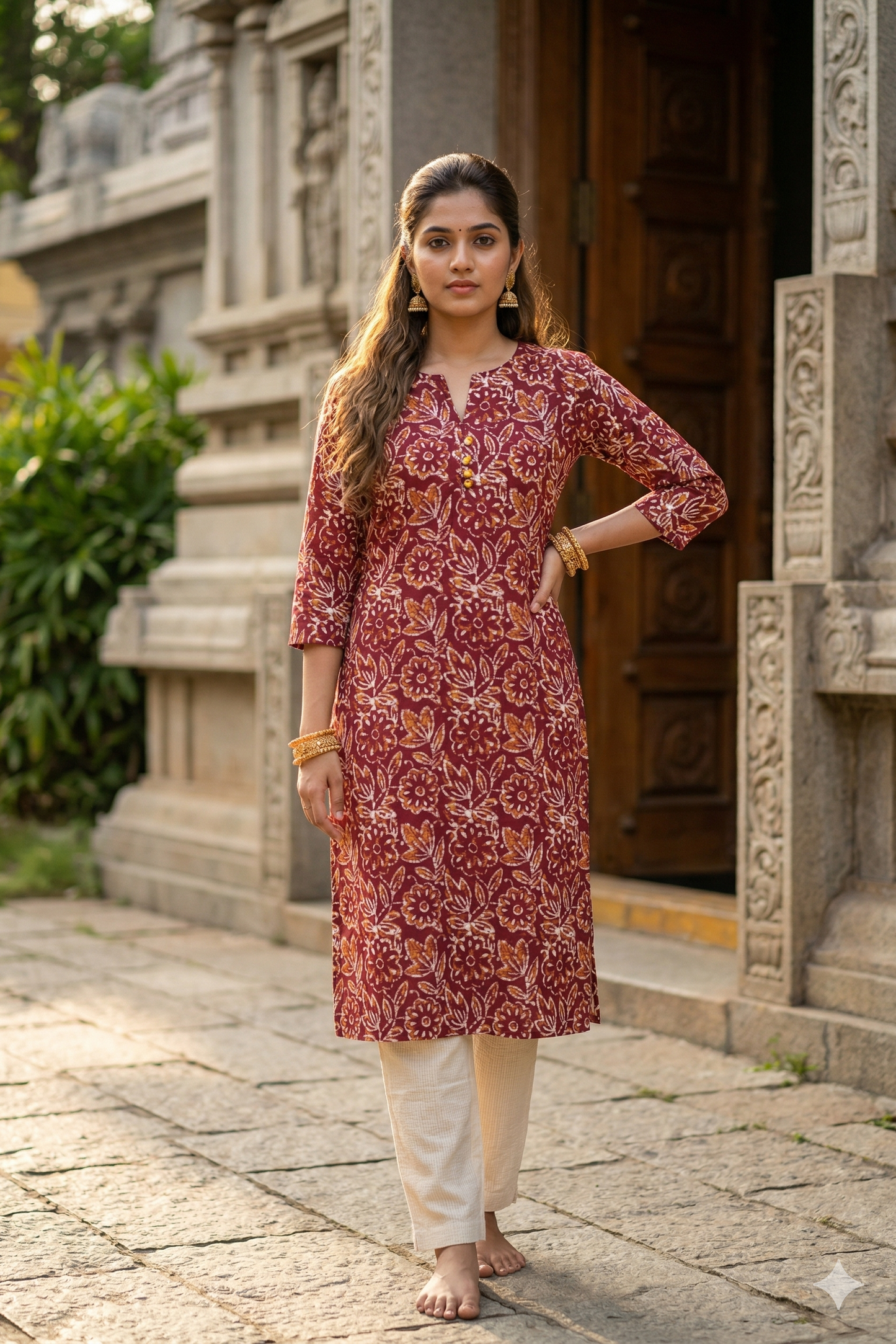 Maroon Floral Daily Wear (IB0388)