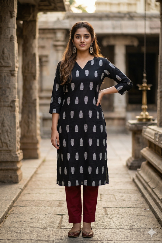 Black & Silver Foil print Daily Wear (IB0398)