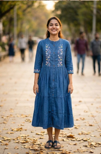 Casual Embroidered Tiered Kurti (IB0305)
