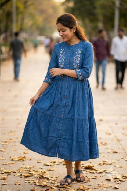 Casual Embroidered Tiered Kurti (IB0305)