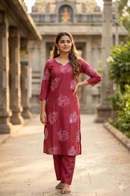 Pink Embriodery co-ord set (IB0431)