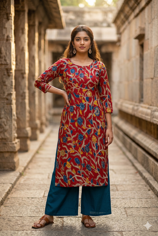 Rust Red Kalamkari Print (IB0390)