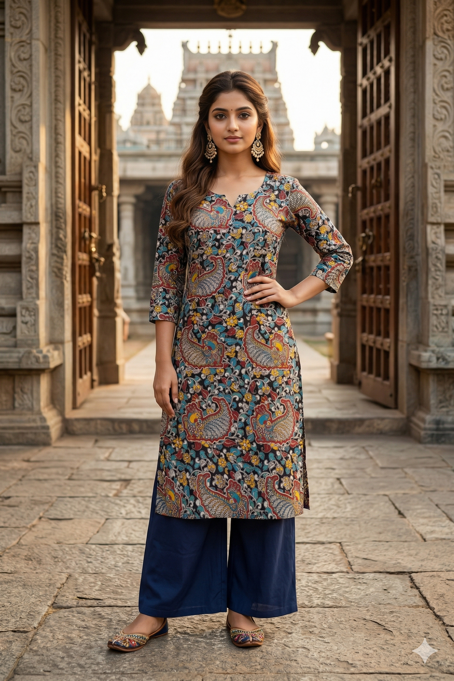 Black Multi-Color Kalamkari (IB0411)