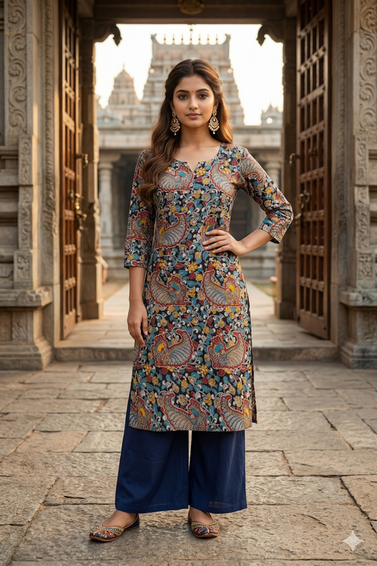 Black Multi-Color Kalamkari (IB0411)