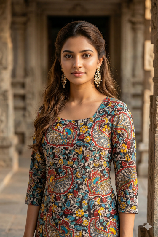 Black Multi-Color Kalamkari (IB0411)