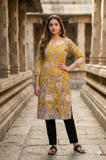 Mustard Yellow Kalamkari (IB0322)
