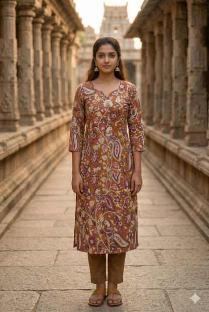 Mustard Brown Kalamkari (IB0333)