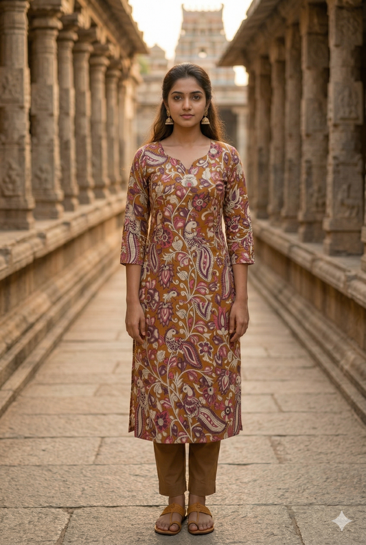 Mustard Brown Kalamkari (IB0333)