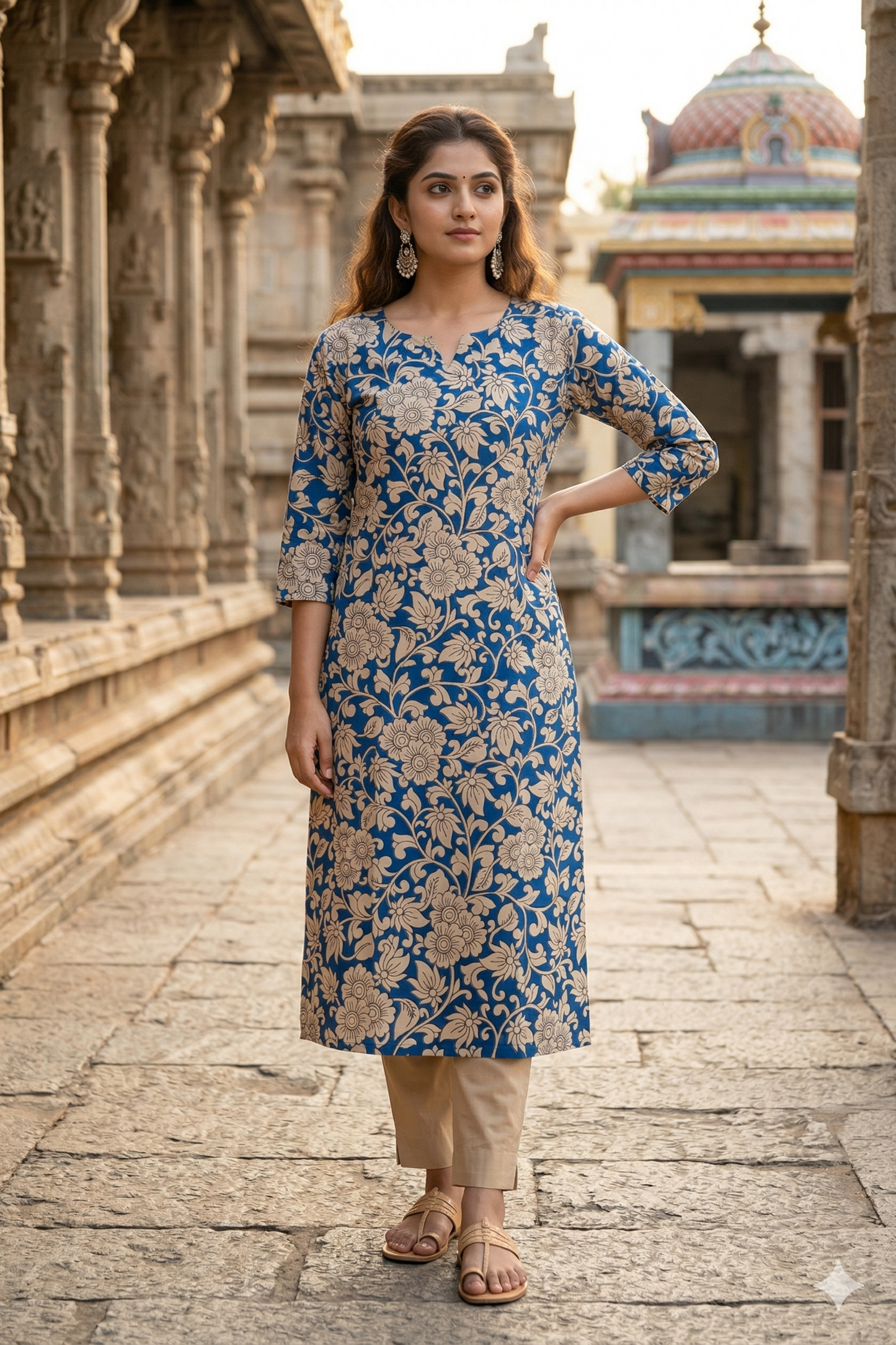 Blue Floral Kalamkari (IB0334)