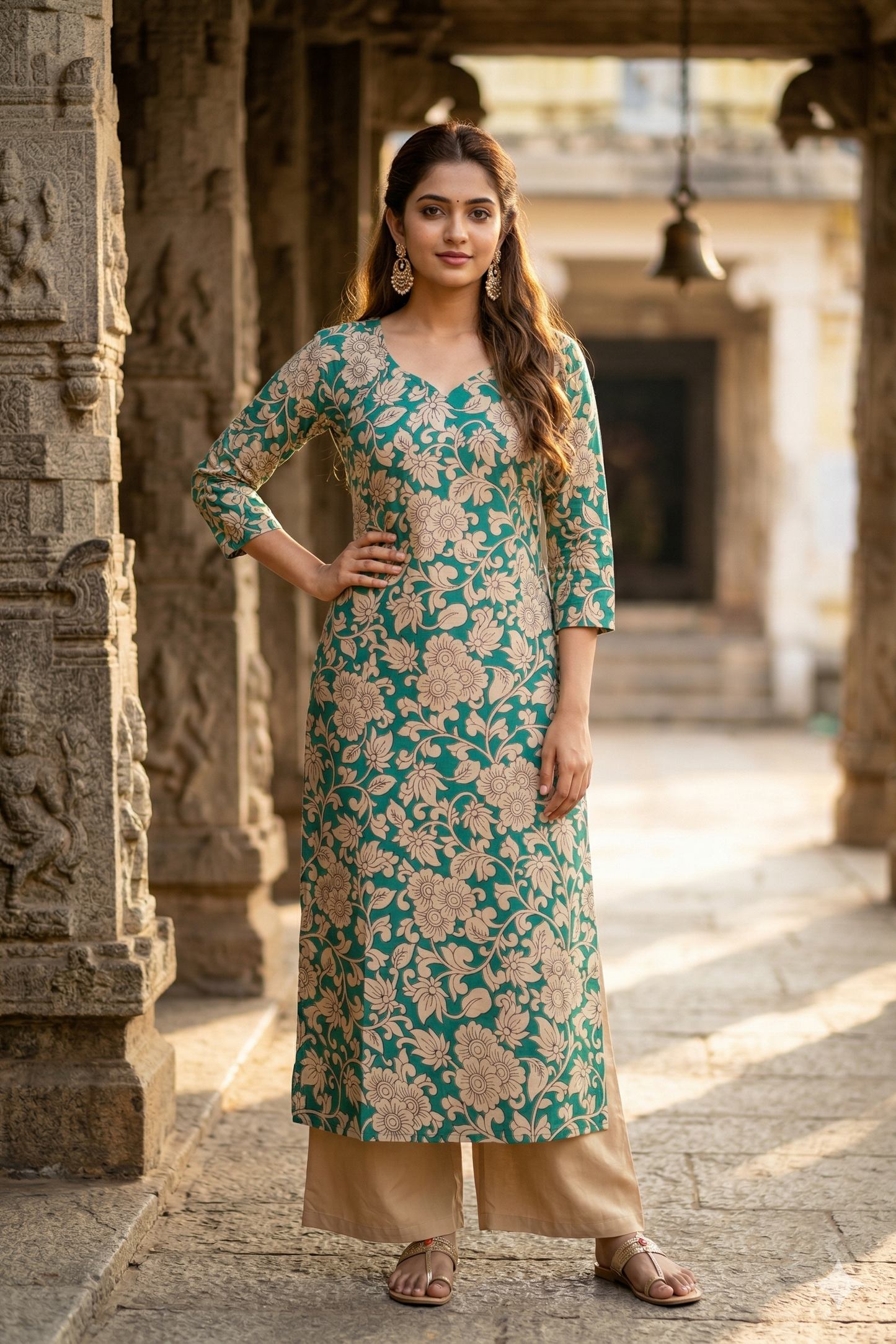 Sea Green Kalamkari (IB0335)