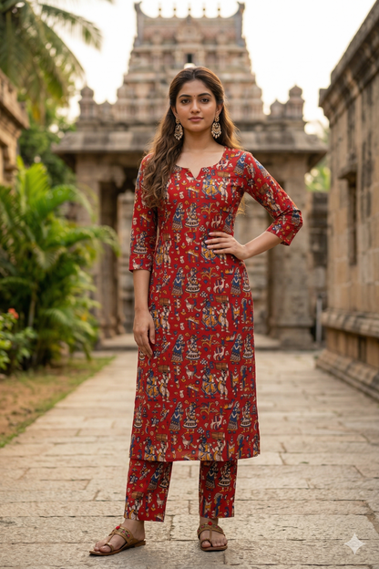 Deep Red Kalamkari (IB0339)