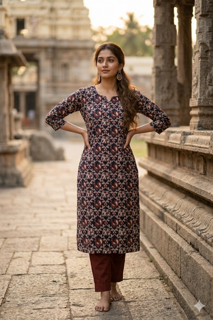 Dark Brown Kalamkari (IB0342)