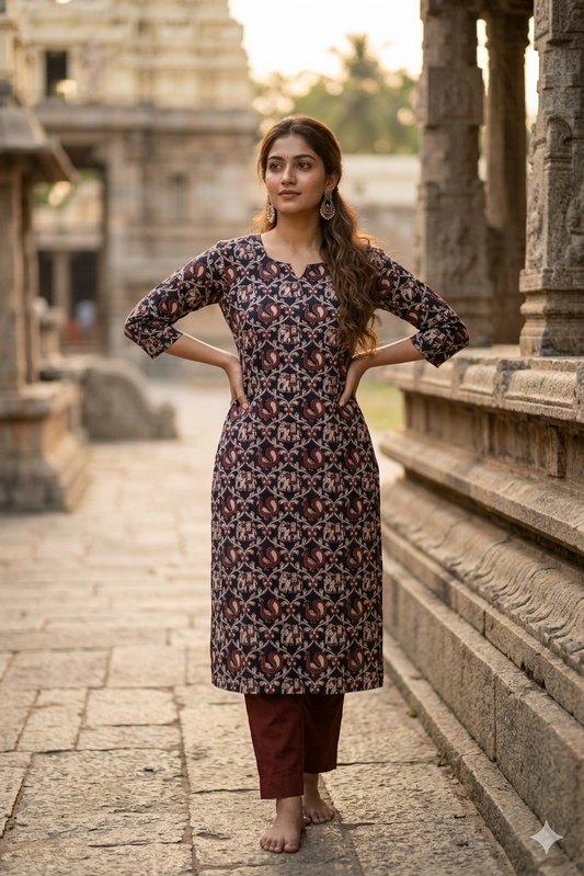 Dark Brown Kalamkari (IB0342)
