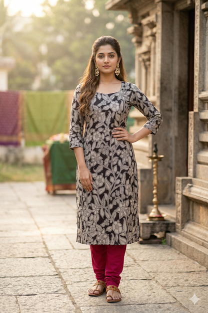 Black & Grey Kalamkari (IB0356)
