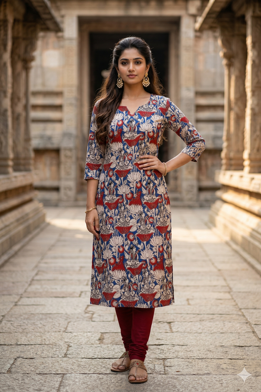 Indigo & Red Kalamkari (IB0359)