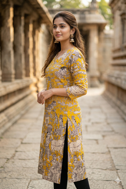 Mustard Yellow Kalamkari (IB0322)