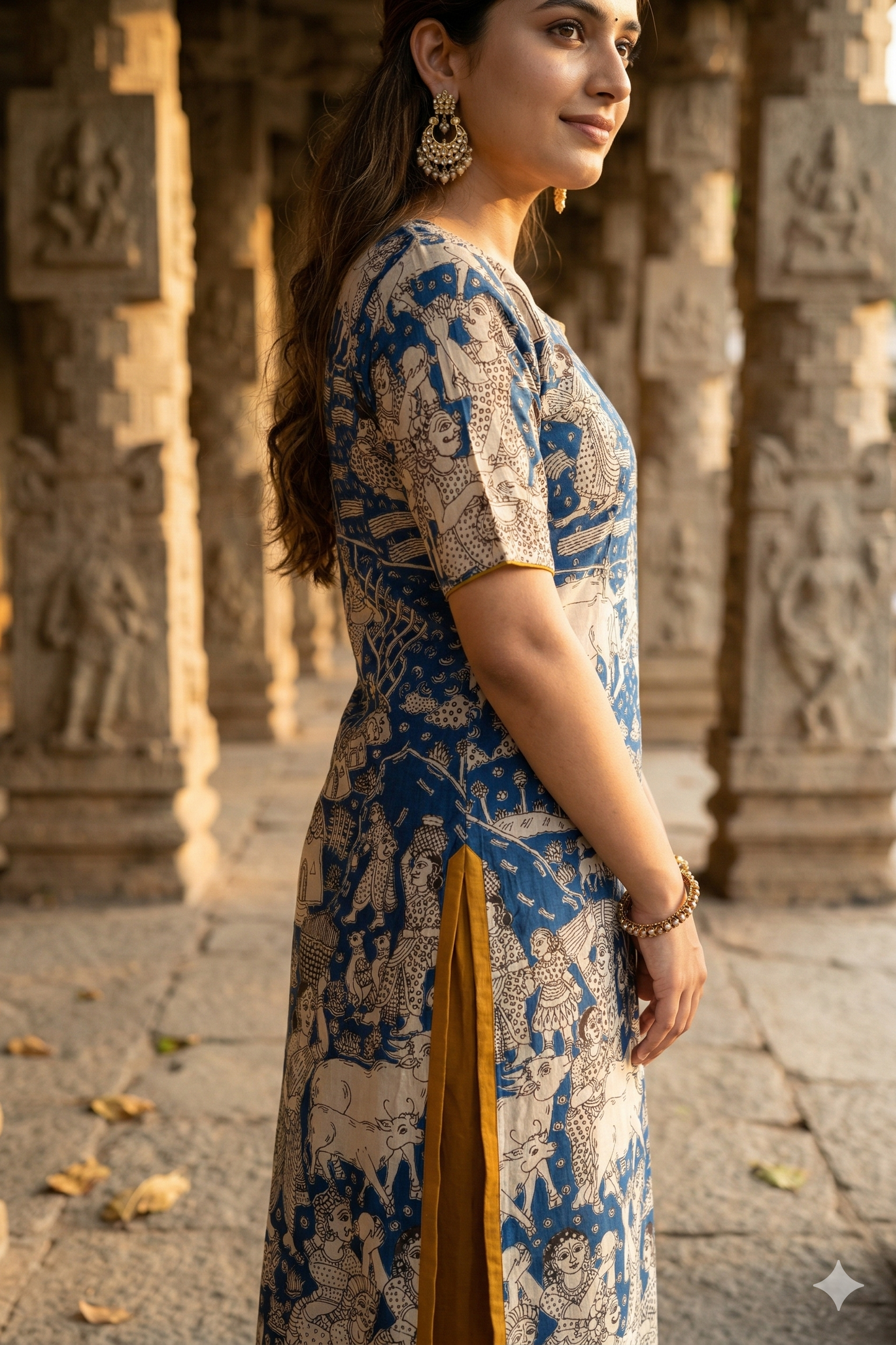 Blue Handblock Kalamkari (IB0324)