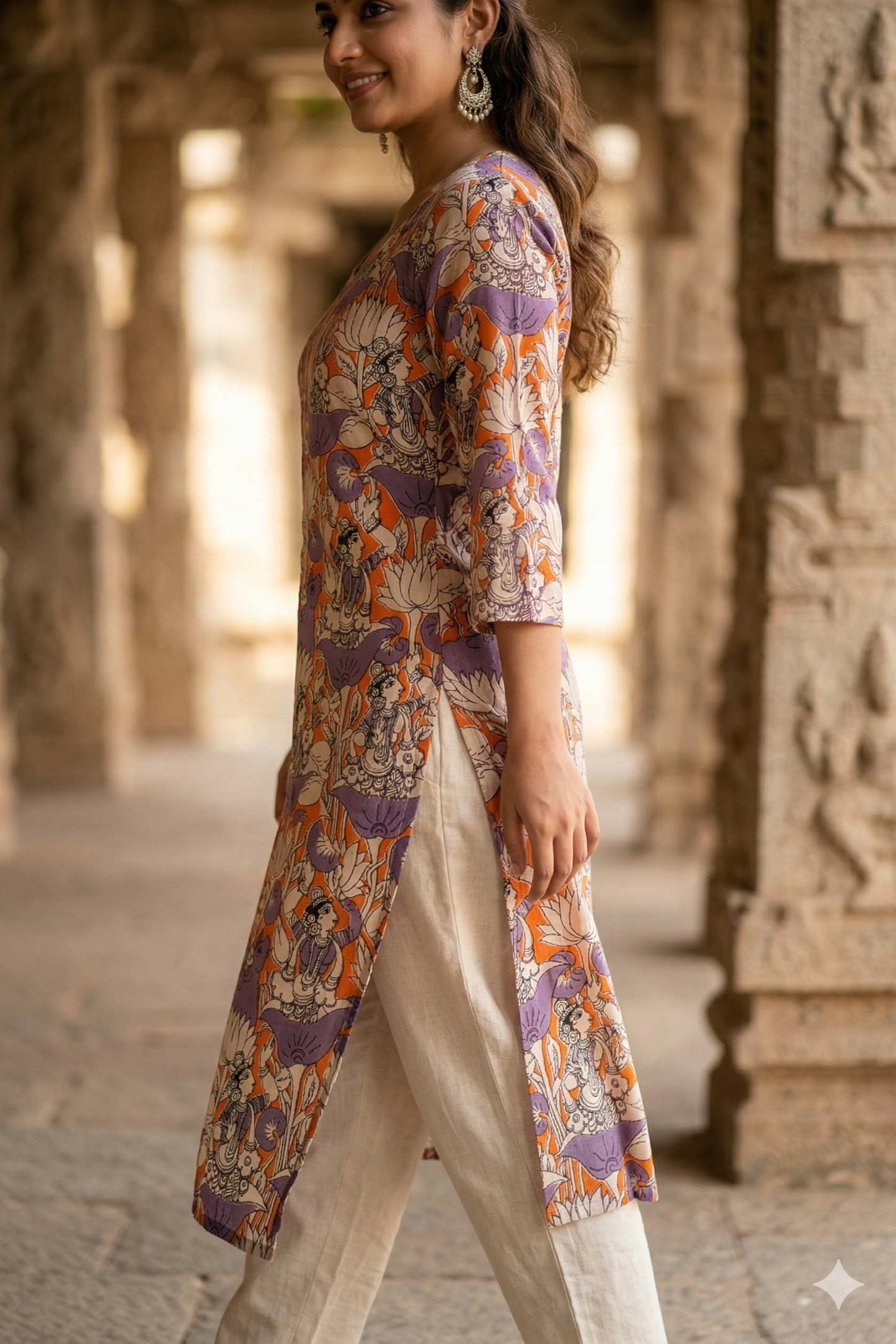 Orange & Lavender Kalamkari (IB0328)
