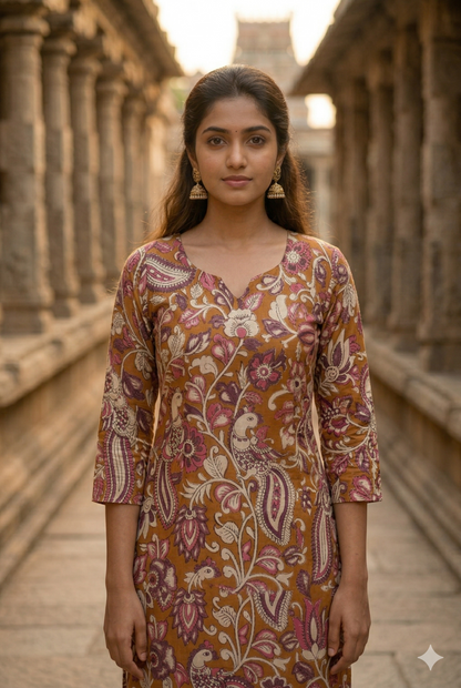 Mustard Brown Kalamkari (IB0333)