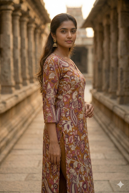Mustard Brown Kalamkari (IB0333)