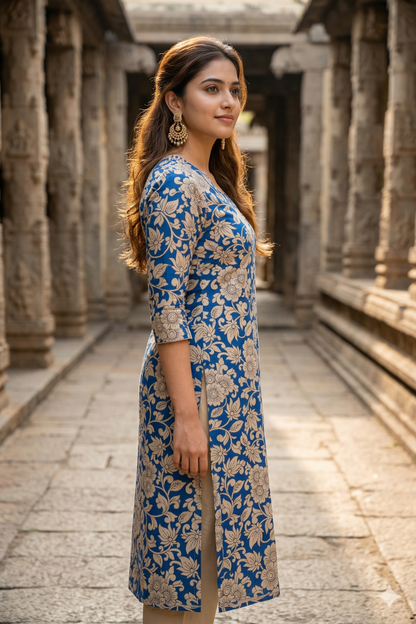 Blue Floral Kalamkari (IB0334)
