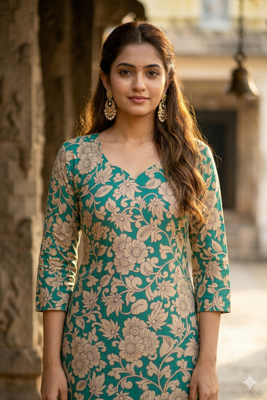 Sea Green Kalamkari (IB0335)