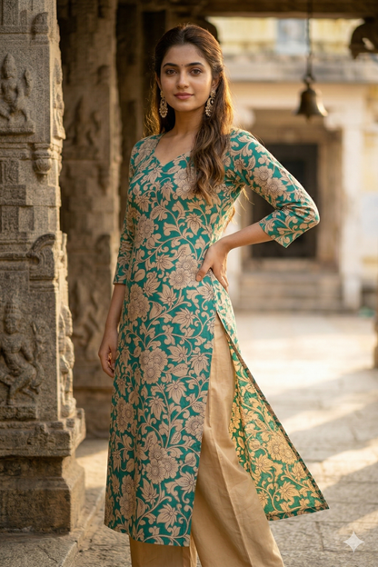 Sea Green Kalamkari (IB0335)