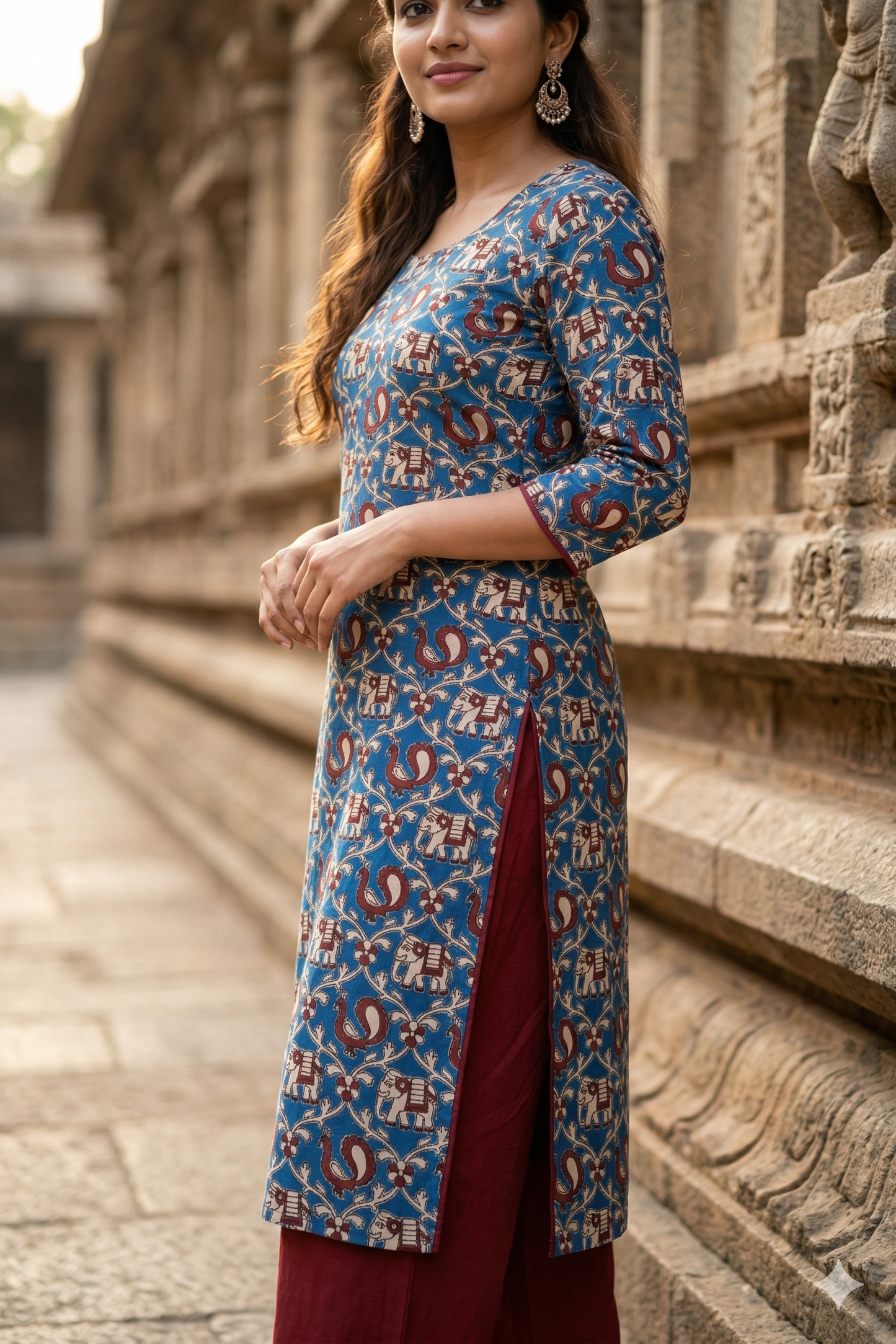 Indigo Blue Peacock Kalamkari (IB0341)