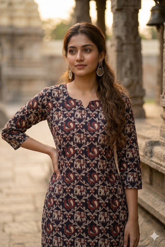 Dark Brown Kalamkari (IB0342)