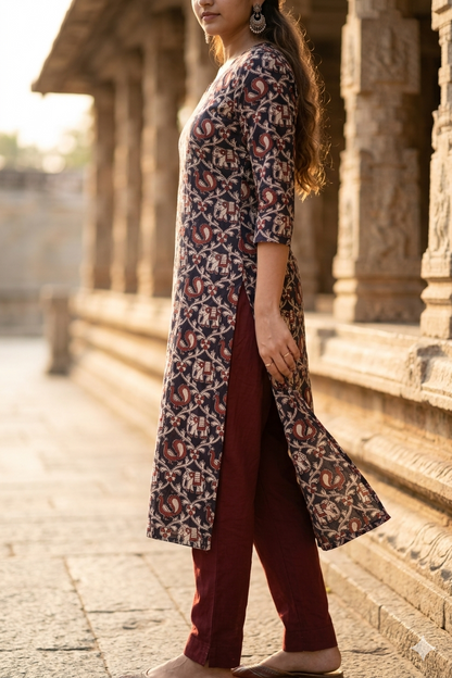 Dark Brown Kalamkari (IB0342)