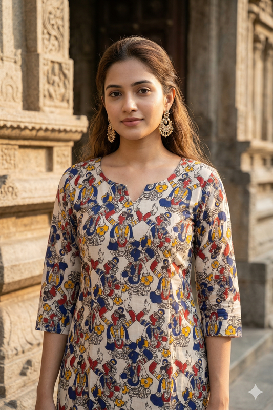 Off-White Multi-Color Kalamkari (IB0350)