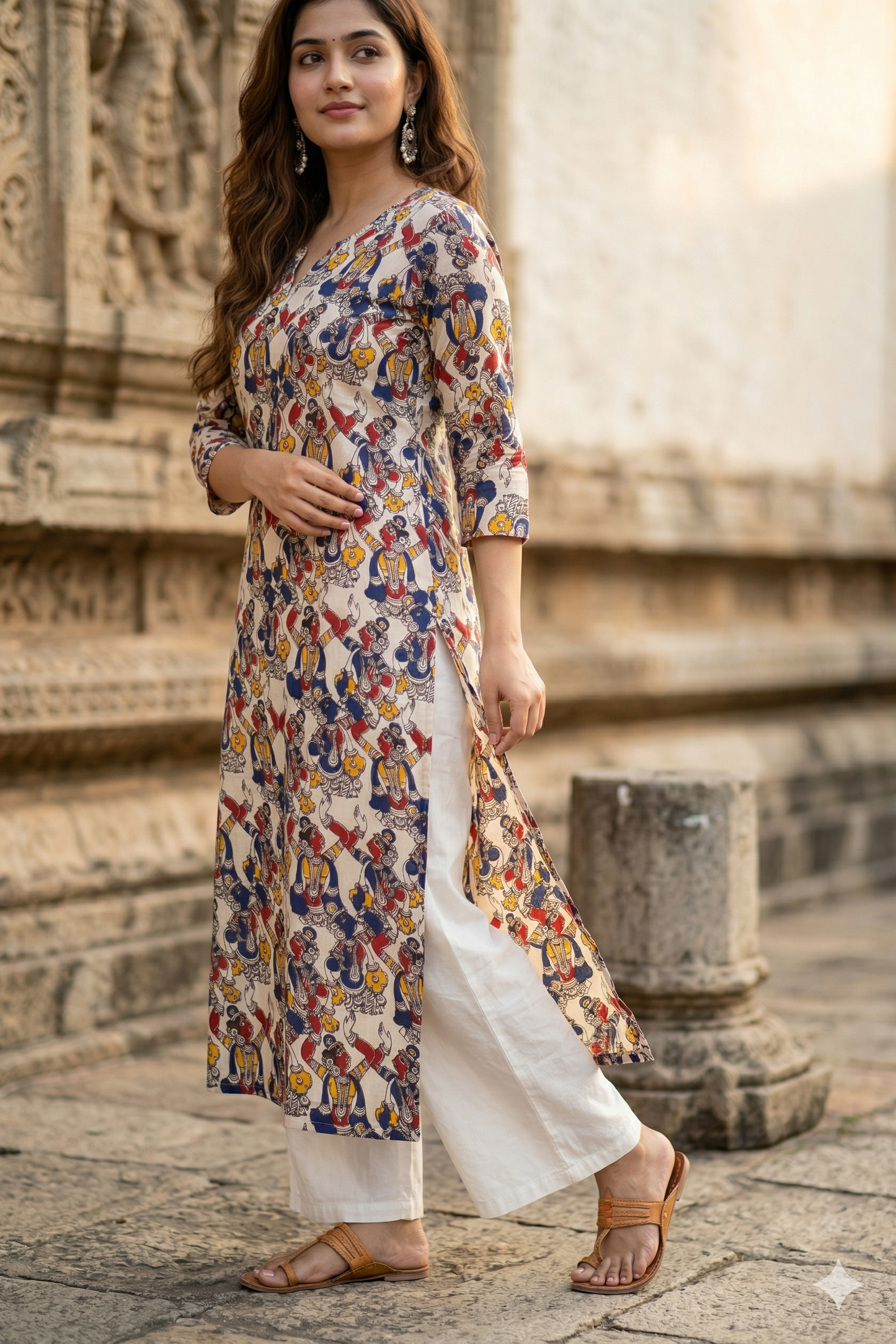 Off-White Multi-Color Kalamkari (IB0350)
