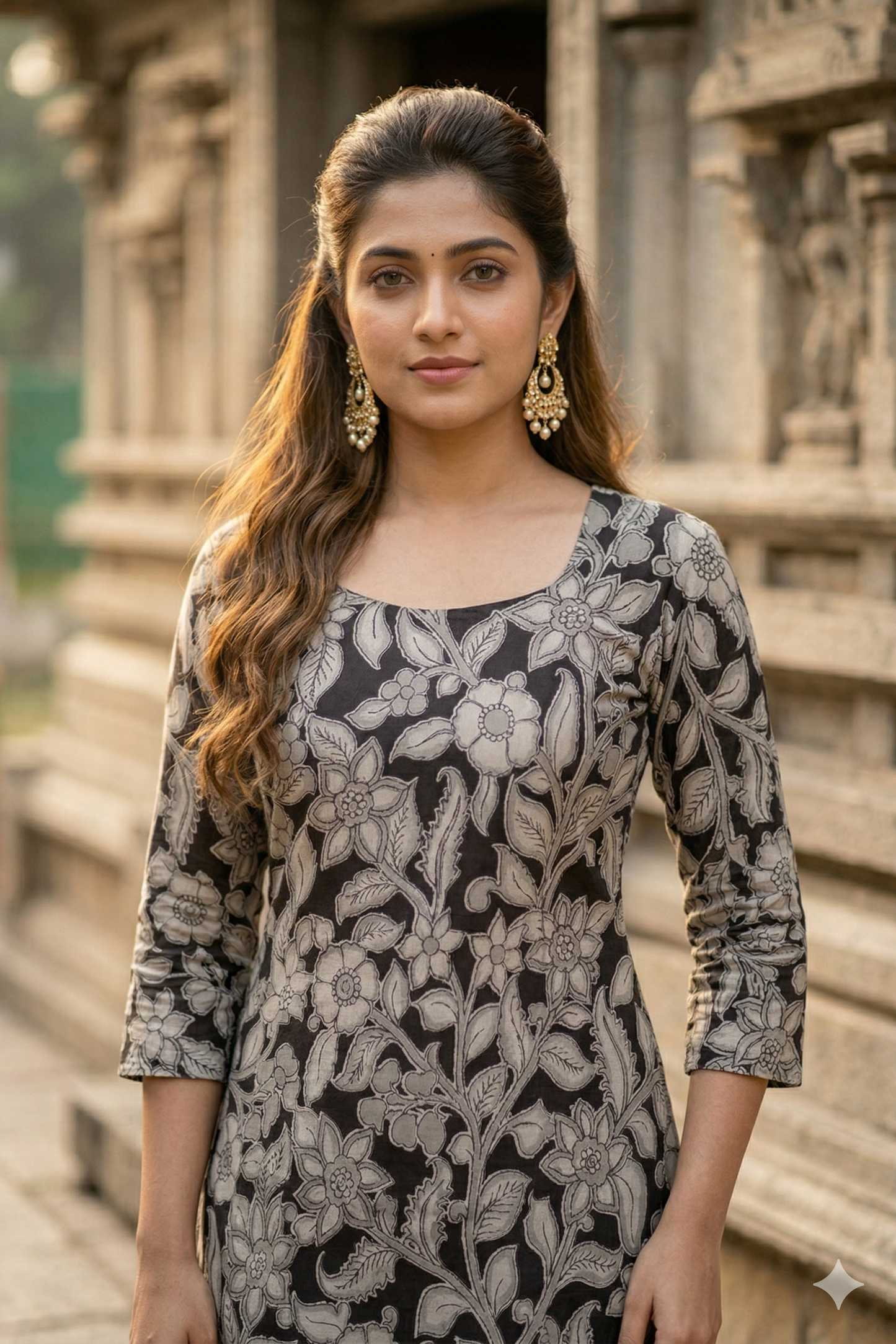 Black & Grey Kalamkari (IB0356)