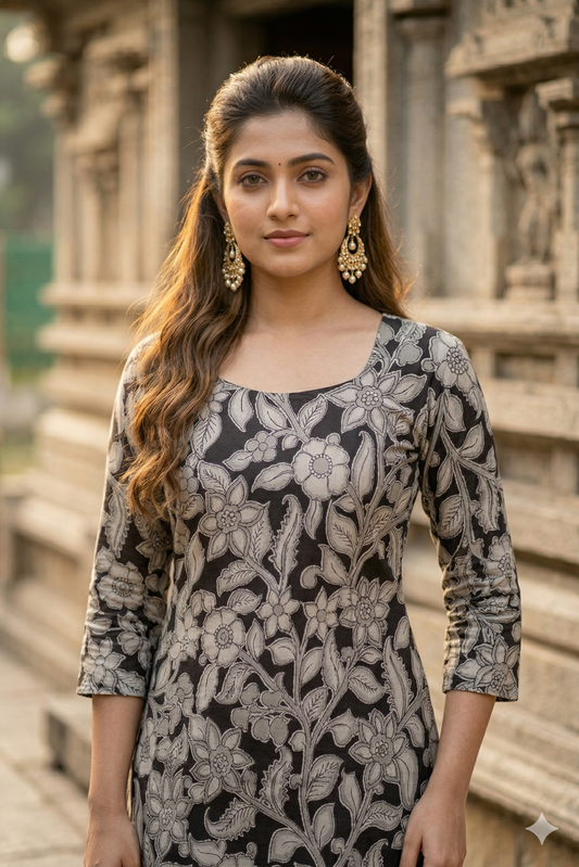 Black & Grey Kalamkari (IB0356)