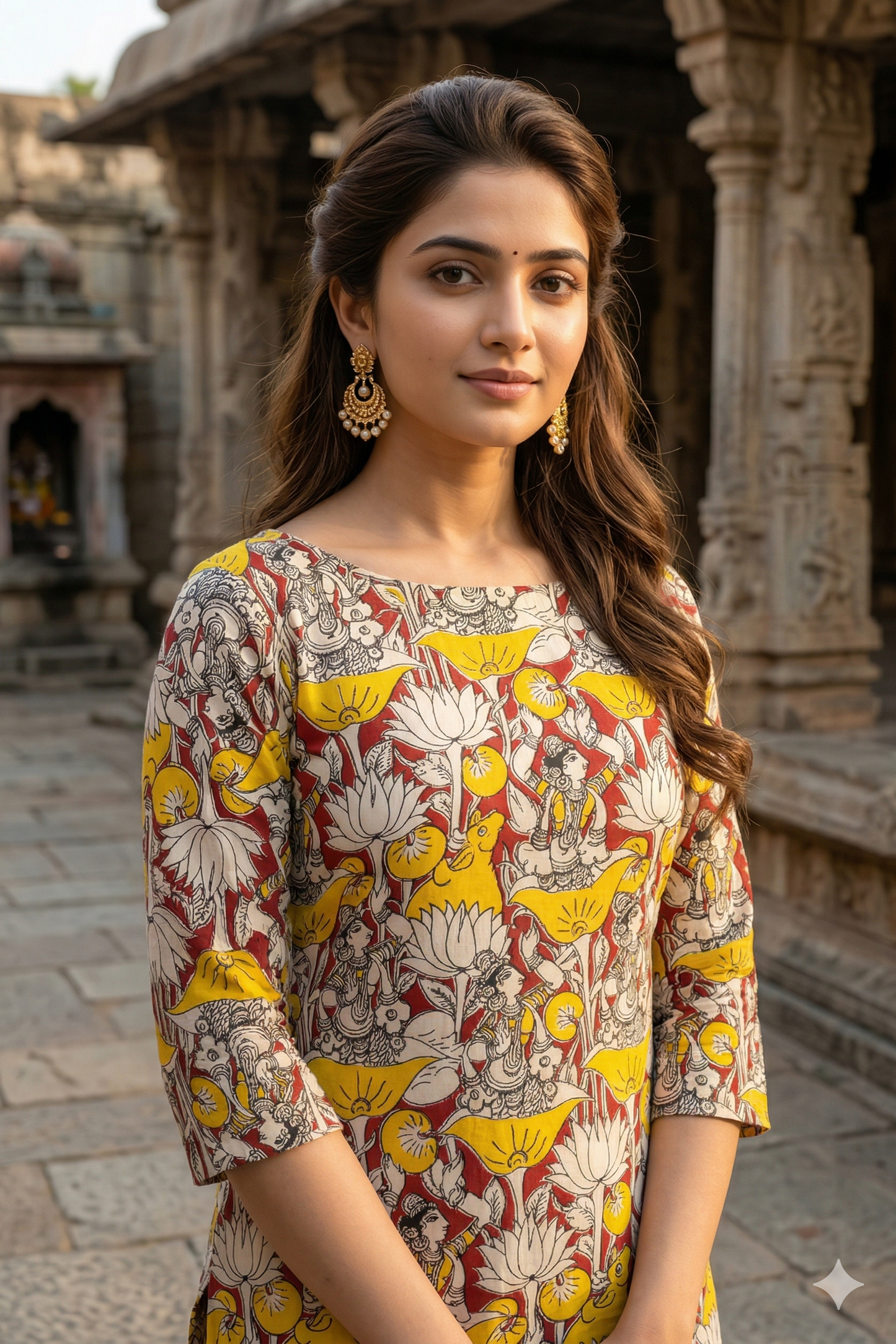 Mustard & Red Kalamkari (IB0360)